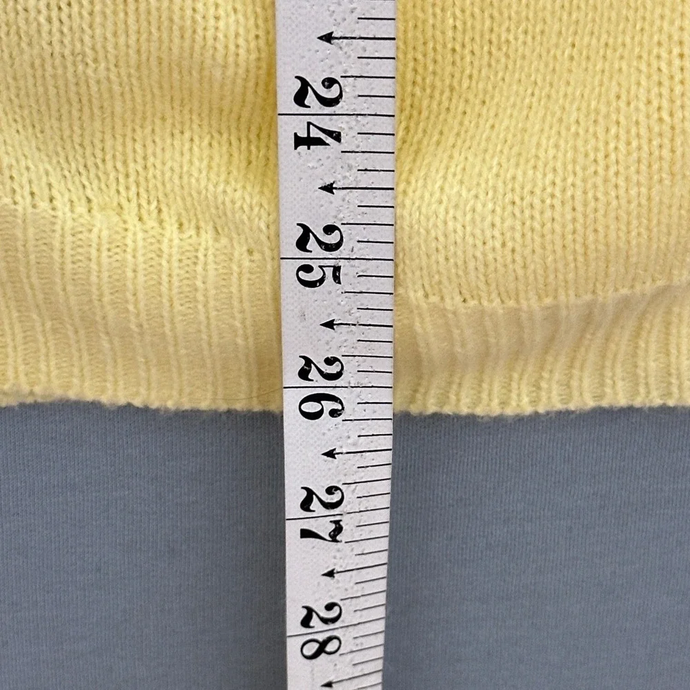 VTG Soft Girl Pastel Womens Sweater S Yellow Classic Collared Preppy Old Money